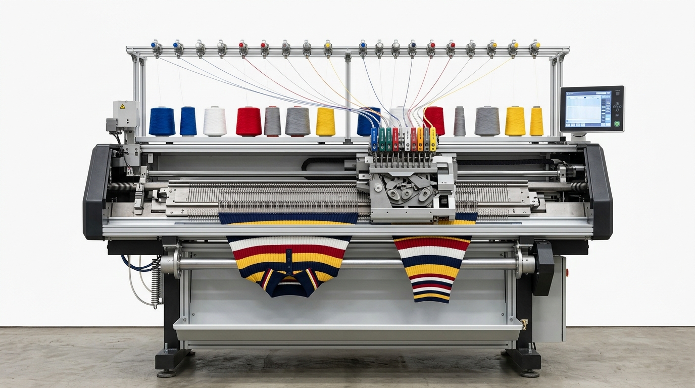 Automatic Collar & Cuff Flat Knitting Machine